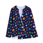 Doodle Planets Pattern Print Long Sleeve Short Coat