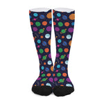 Doodle Planets Pattern Print Long Socks