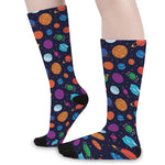 Doodle Planets Pattern Print Long Socks