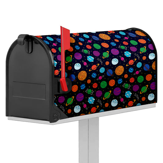 Doodle Planets Pattern Print Mailbox Cover