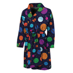 Doodle Planets Pattern Print Men's Bathrobe