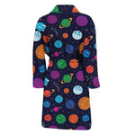 Doodle Planets Pattern Print Men's Bathrobe