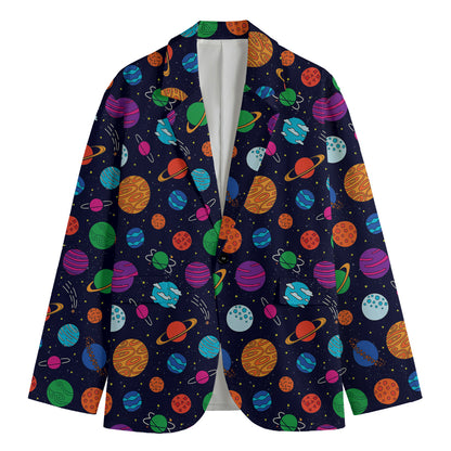 Doodle Planets Pattern Print Men's Blazer