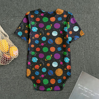 Doodle Planets Pattern Print Men's Bodysuit
