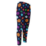 Doodle Planets Pattern Print Men's Compression Pants