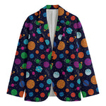 Doodle Planets Pattern Print Men's Cotton Blazer