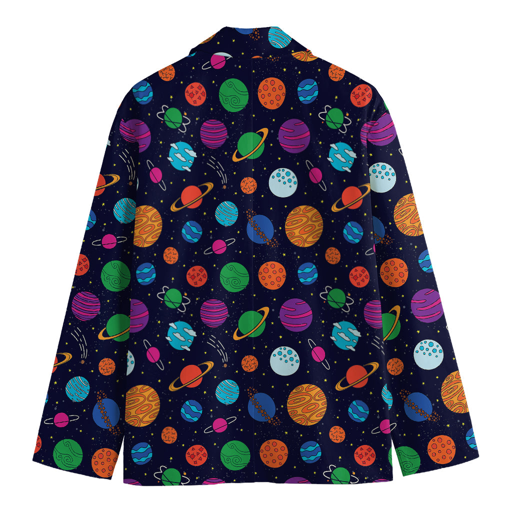 Doodle Planets Pattern Print Men's Cotton Blazer