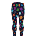 Doodle Planets Pattern Print Men's leggings