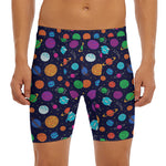 Doodle Planets Pattern Print Men's Long Boxer Briefs