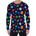 Doodle Planets Pattern Print Men's Long Sleeve T-Shirt