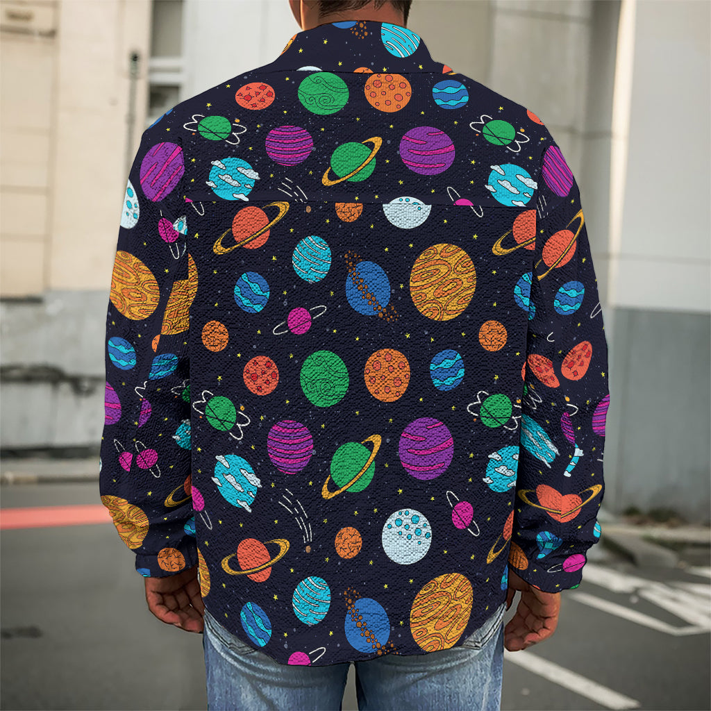 Doodle Planets Pattern Print Men's Shirt Jacket