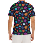 Doodle Planets Pattern Print Men's Short Sleeve Rash Guard
