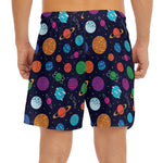 Doodle Planets Pattern Print Men's Split Running Shorts