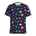 Doodle Planets Pattern Print Men's Athletic T-Shirt