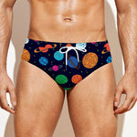Doodle Planets Pattern Print Men's Swim Briefs