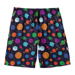 Doodle Planets Pattern Print Men's Swim Trunks