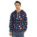 Doodle Planets Pattern Print Men's Velvet Pullover Hoodie