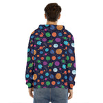 Doodle Planets Pattern Print Men's Velvet Pullover Hoodie