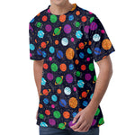 Doodle Planets Pattern Print Men's Velvet T-Shirt