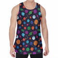 Doodle Planets Pattern Print Men's Velvet Tank Top