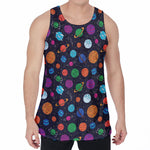 Doodle Planets Pattern Print Men's Velvet Tank Top