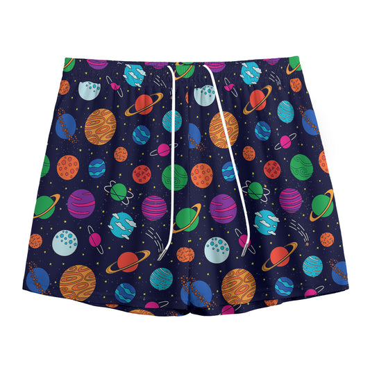 Doodle Planets Pattern Print Mesh Shorts