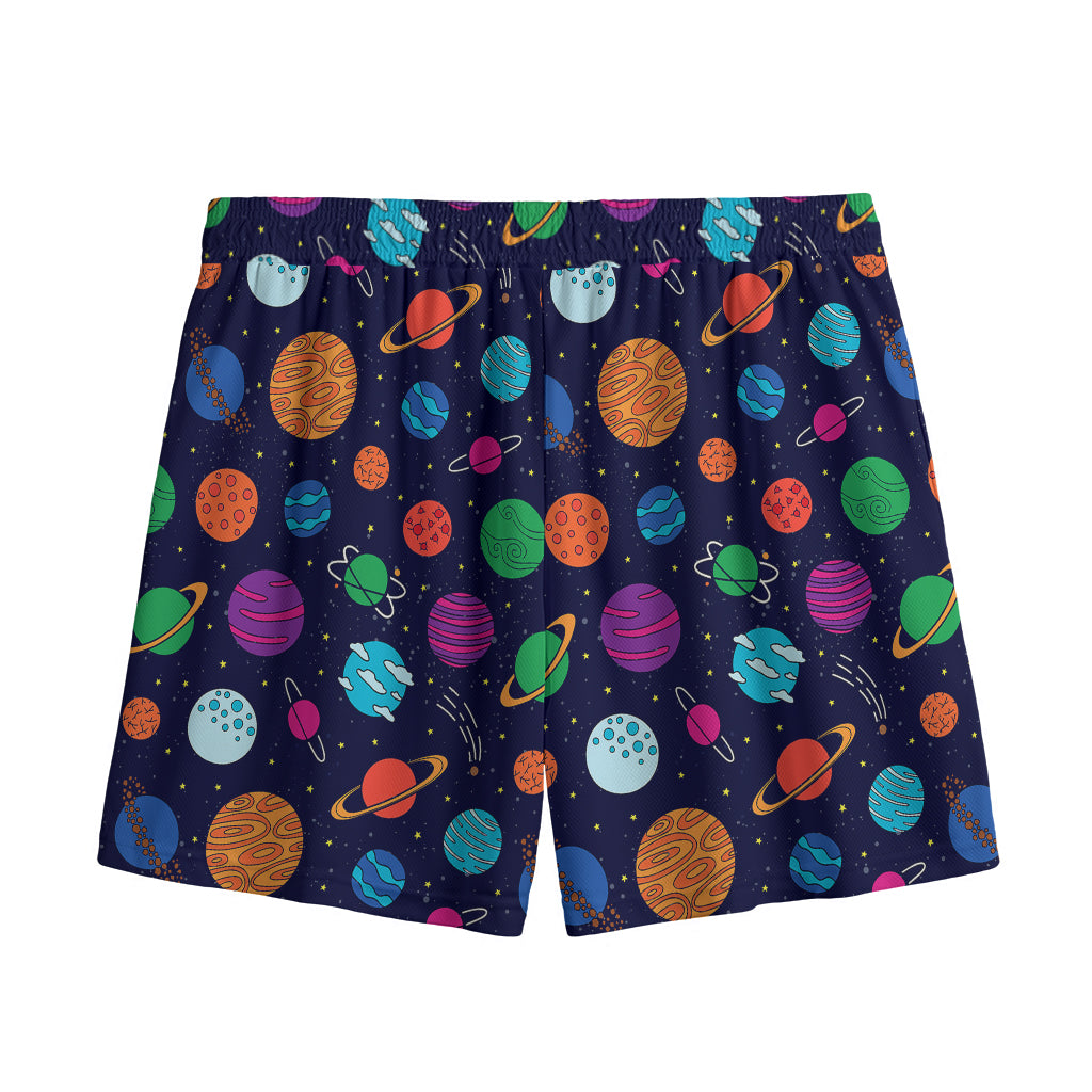 Doodle Planets Pattern Print Mesh Shorts