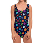 Doodle Planets Pattern Print One Piece Swimsuit