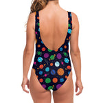 Doodle Planets Pattern Print One Piece Swimsuit