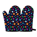 Doodle Planets Pattern Print Oven Mitts
