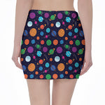Doodle Planets Pattern Print Pencil Mini Skirt