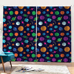 Doodle Planets Pattern Print Pencil Pleat Curtains