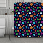 Doodle Planets Pattern Print Polyester Shower Curtain