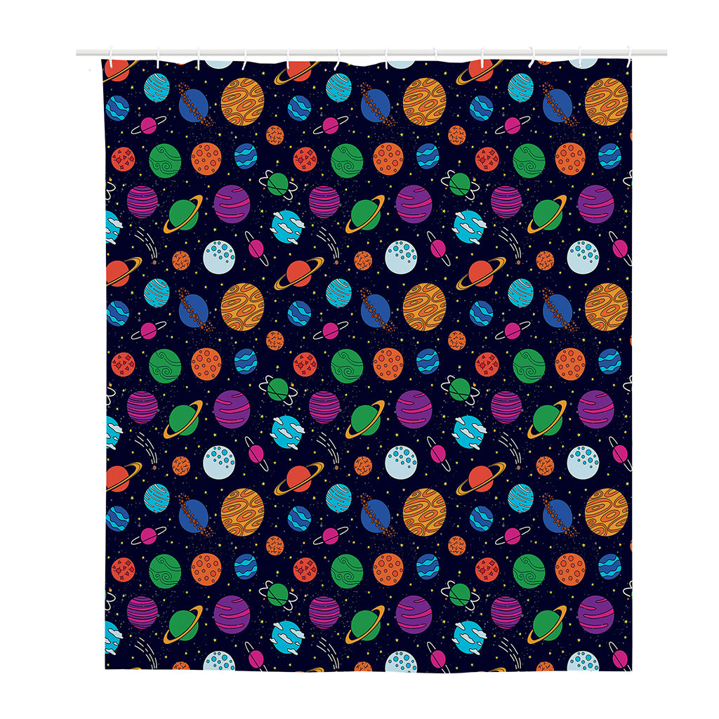 Doodle Planets Pattern Print Polyester Shower Curtain