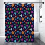 Doodle Planets Pattern Print Premium Shower Curtain