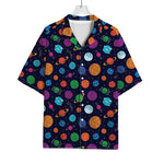 Doodle Planets Pattern Print Rayon Hawaiian Shirt