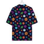 Doodle Planets Pattern Print Rayon Hawaiian Shirt