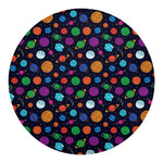 Doodle Planets Pattern Print Round Blanket
