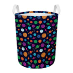 Doodle Planets Pattern Print Round Laundry Basket