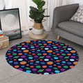 Doodle Planets Pattern Print Round Rug