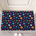 Doodle Planets Pattern Print Rubber Doormat