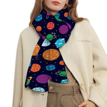 Doodle Planets Pattern Print Scarf
