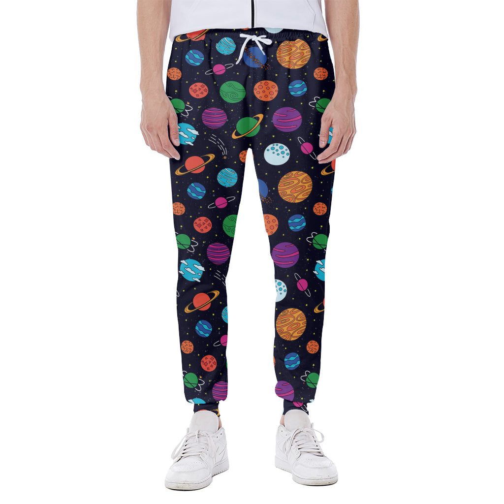 Doodle Planets Pattern Print Scuba Joggers