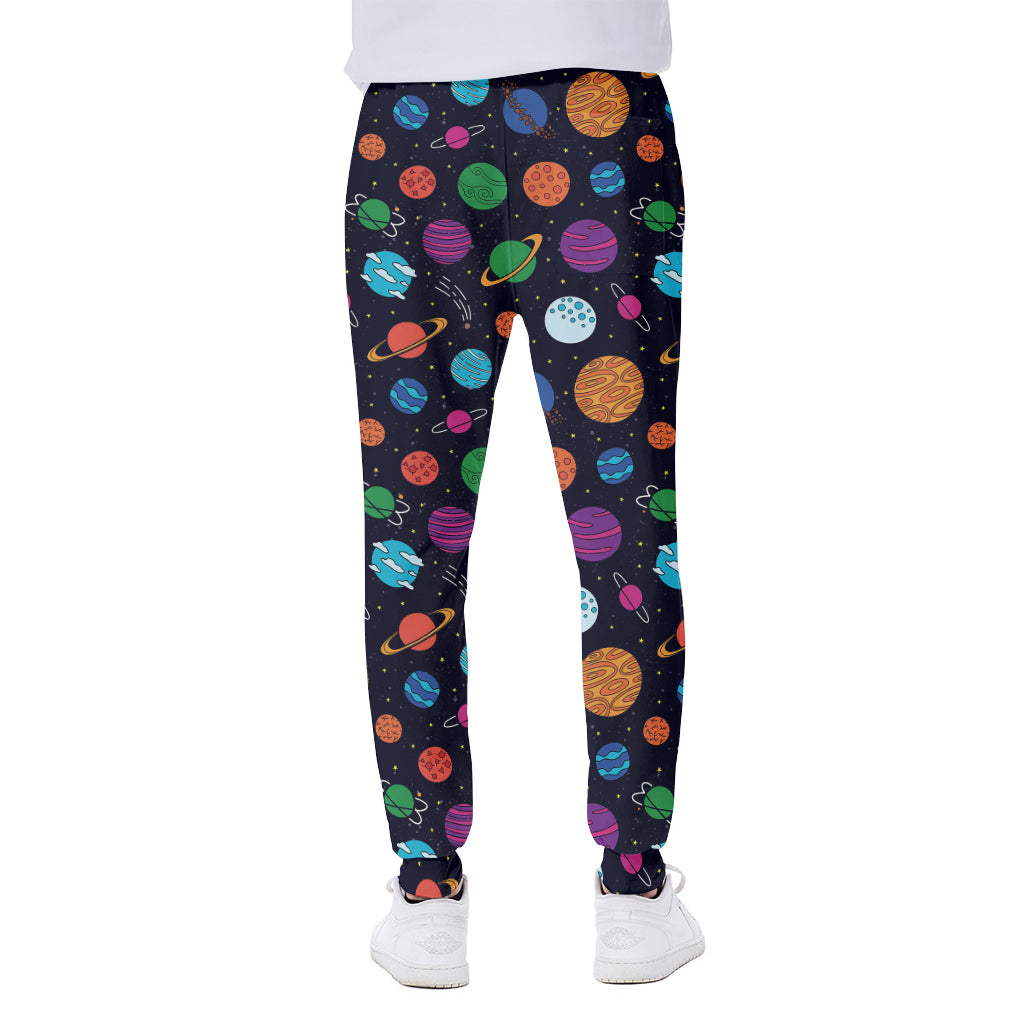 Doodle Planets Pattern Print Scuba Joggers
