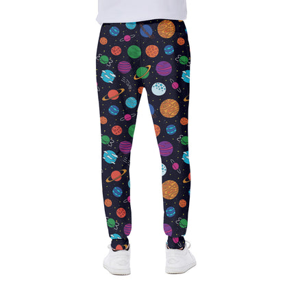 Doodle Planets Pattern Print Scuba Joggers