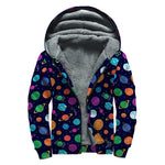Doodle Planets Pattern Print Sherpa Lined Zip Up Hoodie