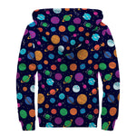 Doodle Planets Pattern Print Sherpa Lined Zip Up Hoodie