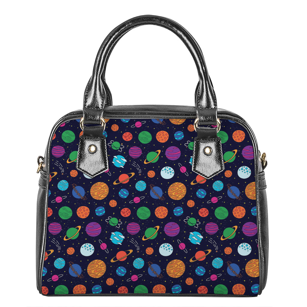 Doodle Planets Pattern Print Shoulder Handbag