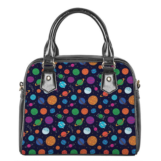 Doodle Planets Pattern Print Shoulder Handbag