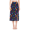 Doodle Planets Pattern Print Side Slit Midi Skirt